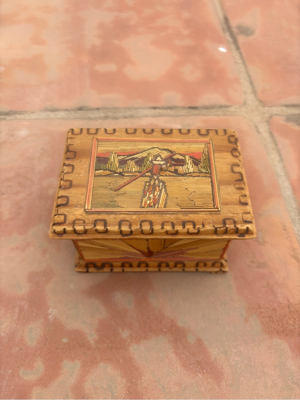 Vintage Handmade Wood Box Made in Mexico